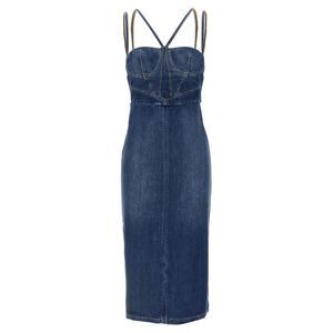 Nensi Dojaka Blue Cotton Midi Women's Dress